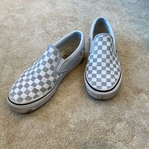 Womens baby blue checkered Vans, 9.5